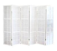 Paravent japonais Shoji en bois blanc de 6 pans -PEGANE- Blanc G