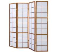 Paravent japonais Shoji en bois brun de 4 pans Longueur 176 x Hauteur 175 x Profondeur 2 cm