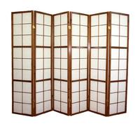 Paravent japonais Shoji en bois brun de 6 pans L261 x H178,6 cm -PEGANE- Brun G