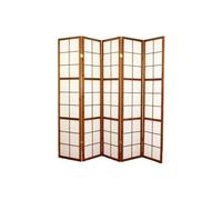 Paravent japonais Shoji en bois brun foncé de 5 pans --