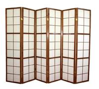 Paravent japonais Shoji en bois brun foncé de 6…
