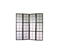 Paravent japonais Shoji en bois noir de 4 pans -PEGANE-