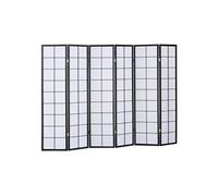 Paravent japonais shoji en bois noir de 6 pans