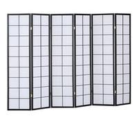 Paravent japonais Shoji en bois noir de 6 pans -PEGANE- Noir G