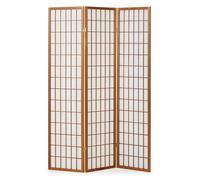 Paravent marron clair en 3 panneaux - Cloison Shoji en bois recouverte de papier de riz