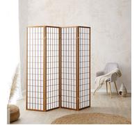 Homestyle4u Paravent 4 Panneaux Bois - Séparateur de Pièce Shoji