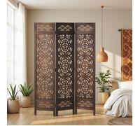 Paravent Marron Design | 3 panneaux | Bois | Séparateur de Pièce Décoratif | Cloison Écran d'Intimité