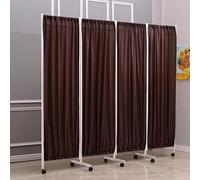 Paravent médical Pliable à 4 Panneaux sur roulettes, en Acier Inoxydable, pour hôpitaux, cliniques, urgences et Soins intensifs - Rideau Marron Portable pour préserver l'intimité des Patient