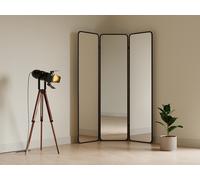Paravent miroir 3 pans en métal - L. 146 x H. 180 cm - Noir - MIROLY