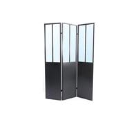 Paravent miroir atelier industriel 3 pans - Métal - H. 180 x L. 122 cm - Noir - COVENTRY