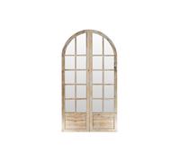 Paravent miroir en bois de pin effet patiné - 2 pans - L. 96 x H. 180 cm - Naturel - KEDIRI