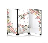 Paravent miroir pliable en acrylique, style chinois, séparateur de pièce décoratif pour la maison et le jardin, 23 x 11 cm, noir (B)