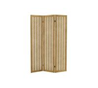 ML-Design Paravent Intérieur Décoratif 3 Panneaux, Séparateur de Pièce | Kobe, Cadre en Bois de Paulownia Marron, Pliable, Modulable et Léger, Cloison Ajourée Pré-assemblé, Brise-Vue, 170 x 121 cm