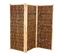 Paravent mobile en 3 parties en osier 180 cm x 180 cm - Paravent mobile - Brise-vue 1,8 m x 1,8 m