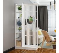 Paravent Mural Blanc Moderne, Paravent Freestanding Bois avec Étagères, Écran De Privacy pour Maison, Bureau, Cloison Décorative Intérieure