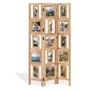 Homestyle4u 971 Paravent mural 3 pièces en bois naturel