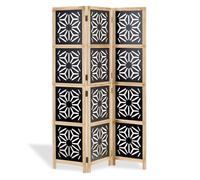 Paravent Nature en 3 panneaux - Séparateur de pièce avec ornements noirs