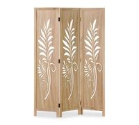 Homestyle4u Paravent 3035 en bois, séparateur de pièce, style feuilles, 170 x 120 cm, cloison de séparation avec motif floral brise-vue autonome