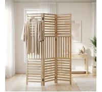Homestyle4u Paravent 3 pièces, séparateurs de pièce, en lattes de bois naturel, 170 x 120 cm, cloison de séparation, brise-vue en bois