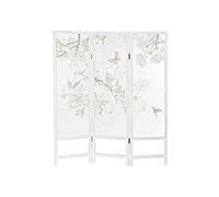 Paravent Nylon Bois 150x2x180 Fleurs Blanc