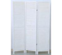 PEGANE Paravent persienne de 3 pans en Bois, Coloris Blanc lasuré Effet brocante- Dim : H170 x L120cm