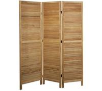 Paravent persienne de 3 pans en bois, coloris brun clair - Dim : H170 x L120cm