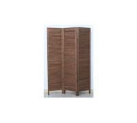 Paravent persienne de 3 pans en bois, coloris brun - dim : h170 x l120cm