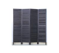 Paravent persienne de 4 pans en bois, coloris noir - Dim : H170 x L160cm - -
