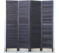 Paravent persienne de 4 pans en bois coloris noir - Dim : H170 x L160cm