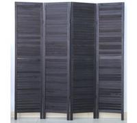 Paravent persienne de 4 pans en bois, coloris noir - Dim : H170 x L160cm - PEGANE - Noir G