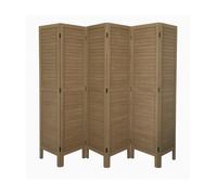 Paravent persienne de 5 pans en Bois, Coloris Brun - Dim : H170 x L200cm - PEGANE -