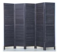 Paravent persienne de 5 pans en bois, coloris noir - Dim : H170 x L200cm - PEGANE - Noir G