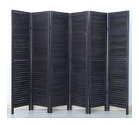 Paravent persienne de 6 pans en bois, coloris noir - Dim : H170 x L240cm - PEGANE - Noir G