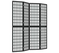 Paravent pliable 4 panneaux noir 160 x 170 cm style japonais | Bois de sapin massif, papier de riz Shoji, design pliable, intimité partielle, assemblage facile