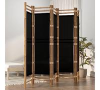 Paravent pliable en 5 parties en bambou et toile, séparateur de pièce de 200 cm pour l'intimité et l'aménagement de l'espace dans le salon, le balcon ou le jardin, matériau durable, flexible