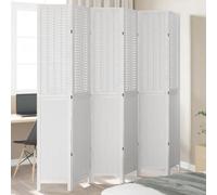 Paravent pliable en bois massif de paulownia et bambou, 6 pièces, blanc, avec brise-vue, paravent pliable pour chambre à coucher, salon, bureau
