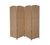 Paravent Pliable en Osier Fait Main, 4/5/6 Panneaux, for Bureau, Salon, Dortoir Ou Appartement(Color-3,120X40CM-5 Piece)