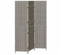 Paravent pliable en polyrotin - vidaXL - Gris - 146x180 cm - 3 panneaux - Pliable - Finition mate - Usage intérieur