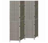 Paravent vidaXL 4 panneaux pliable gris 195x180 cm en poly rotin