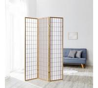 Homestyle4u 3 pan diviseur de pièce écran Pliant - Bois diviseur Shoji en Papier de Riz Blanc Naturel