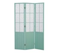 Homestyle4u Paravent en bois 3 panneaux Turquoise pliable Séparateur de pièce