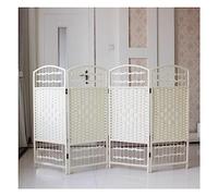 Paravent pour Chambre d'enfant en Rotin, Petit Paravent pour Aire De Jeux Enceinte Mobile pour Animaux De Compagnie Séparateur De Pièce Japonais Brise-Vue Pliable (Couleur : White-4 Panel, Taille :