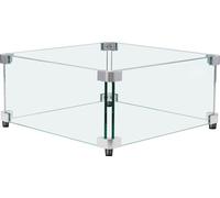 Paravent pour foyers à gaz - Table de foyer carrée 543x543x191mm - Paravent trempé verre épais 8mm - Support d'angle et pieds - Pour foyers