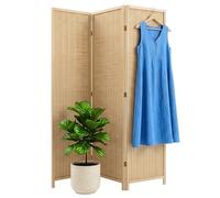 Paravent Relaxdays, 3 Panneaux, Pliant, H x L : 170 x 120 cm, Bambou, Salon, séparateur d'intérieur, Naturel