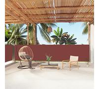 Paravent rétractable pour extérieur - 140 x 1000 cm - Résistant aux UV - Marron - Pour terrasse et balcon - Tissu roulant automatique - Coupe-vent pour espaces extérieurs