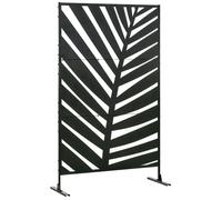 Outsunny Paravent de jardin extérieur 3 panneaux motif végétal acier 122 x 45 x 198 cm Noir