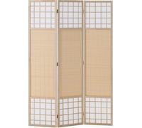 Paravent Séparateur de Pièce 3 Parties Shoji Cloison en Bois Bambou Naturelle Ècran de Confidentialité