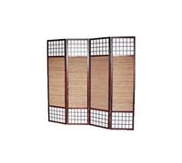 PEGANE Paravent Japonais séparateur de pièce avec 4 pans en Bois avec Bambou Coloris Marron