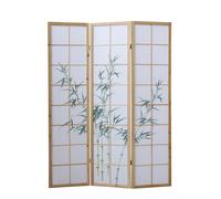 Paravent Séparateur Interieur Diviseur 3 Pan Cloison en Bois Bambou Homestyle4u