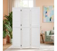 Homestyle4u 1357 Paravent à lattes en bois, 3 pièces, blanc vintage